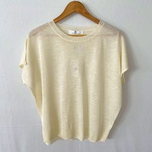 JEAN PIERRE KLIFA Size X-Small Delicate Knit Semi Sheer Cream Short Sleeve Top